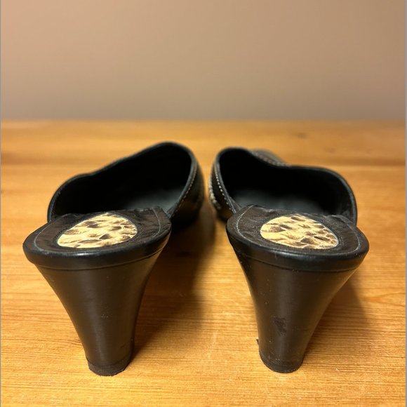 Prevata Black Calf & Python Imprint Mules - Size 9N | Elegant 2 1/2" Heel - Picture 5 of 5